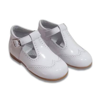 6271 White T-Bar Shoe - Fallons Toys&Shoes - Fallon's Footwear