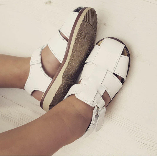 51 White Leather Sandal - Fallons Toys&Shoes - Bubble